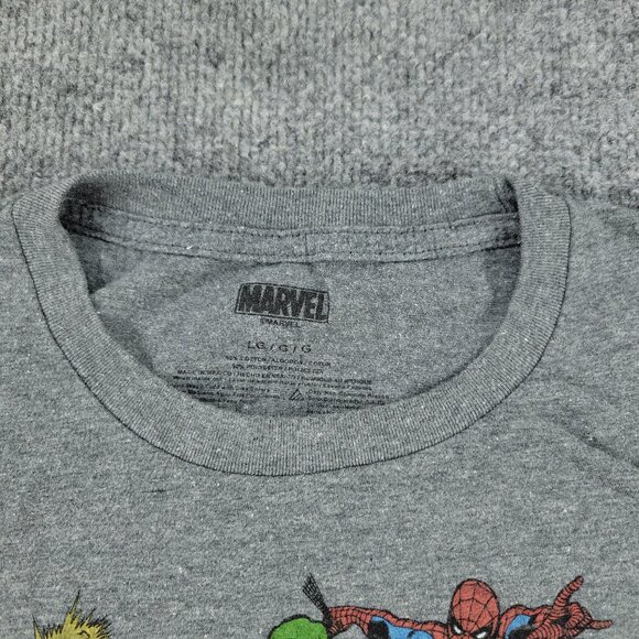 Marvel Shirt Men's Large Gray Iron Man Captain America Logo Graphic Short Sleeve - Picture 3 of 11